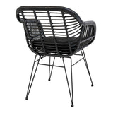 2er Set - Gartenstuhl Firenze Schwarz aus Stahl/Polyrattan