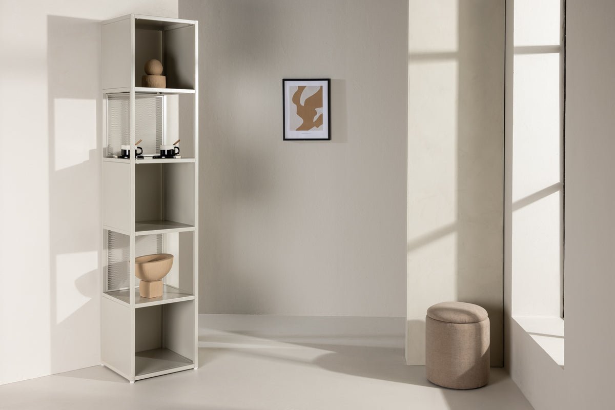 Regal Buenos Aires – hohes Standregal in Beige mit 4 Fächern