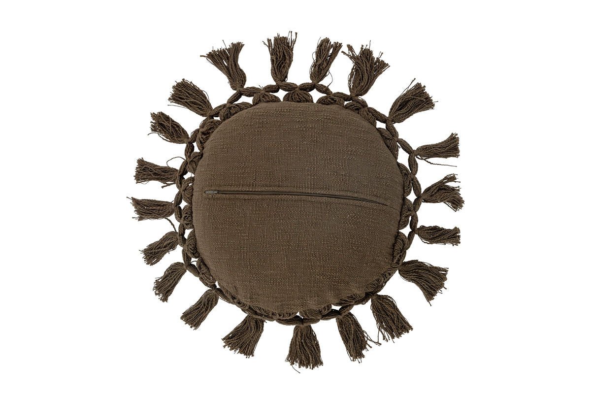Zierkissen Alexis – rundes Baumwollkissen mit Quasten