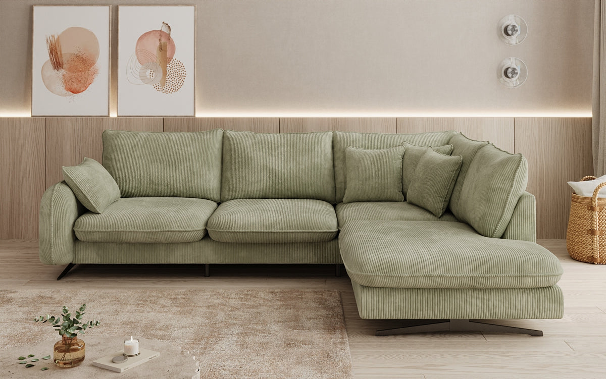 Designer Ecksofa Laguna mit Metallfüße in Cord