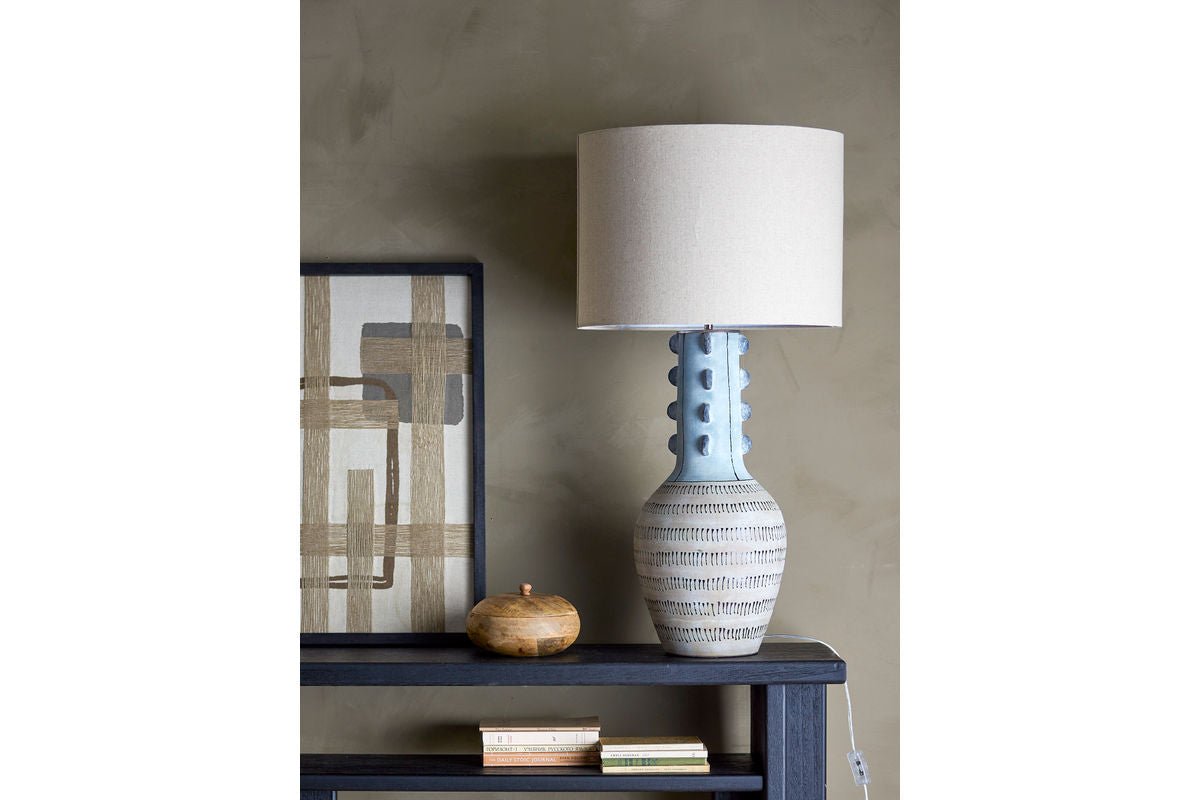 Stehlampe Judi – Steingut mit handbemalter Glasur