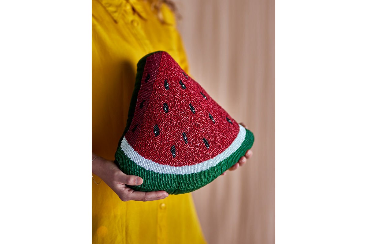 Zierkissen Palermo – Wassermelonen-Design mit Glasperlen