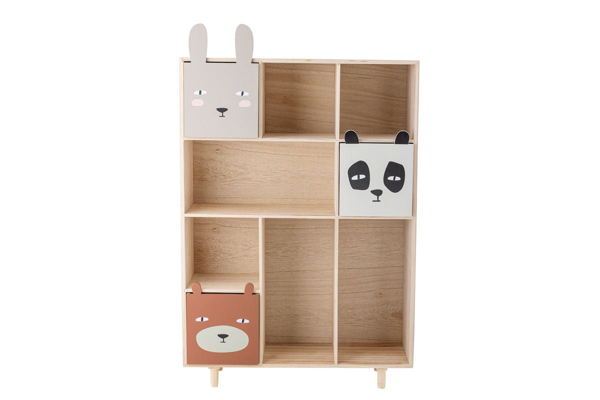 Kinder Bücherregal Alia - Holzregal mit Schubladen & Tiermotiven für Bücher & Spielzeug