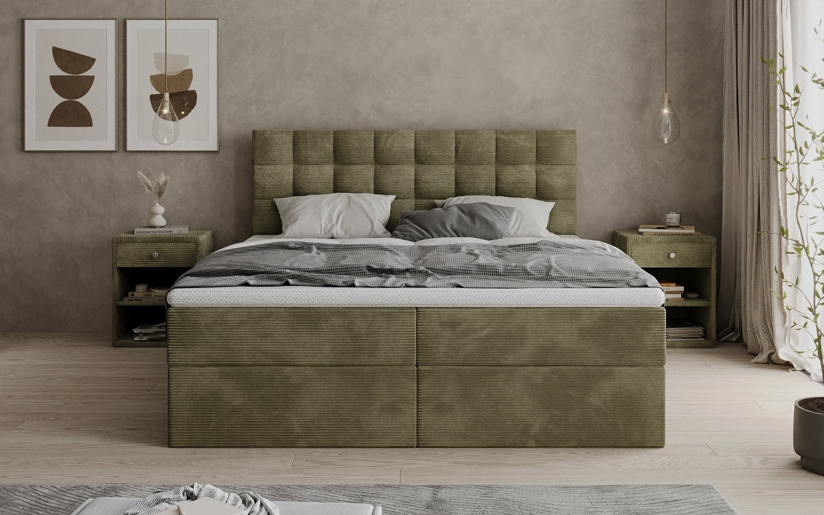 Boxspringbett Como in Cord mit Stauraum