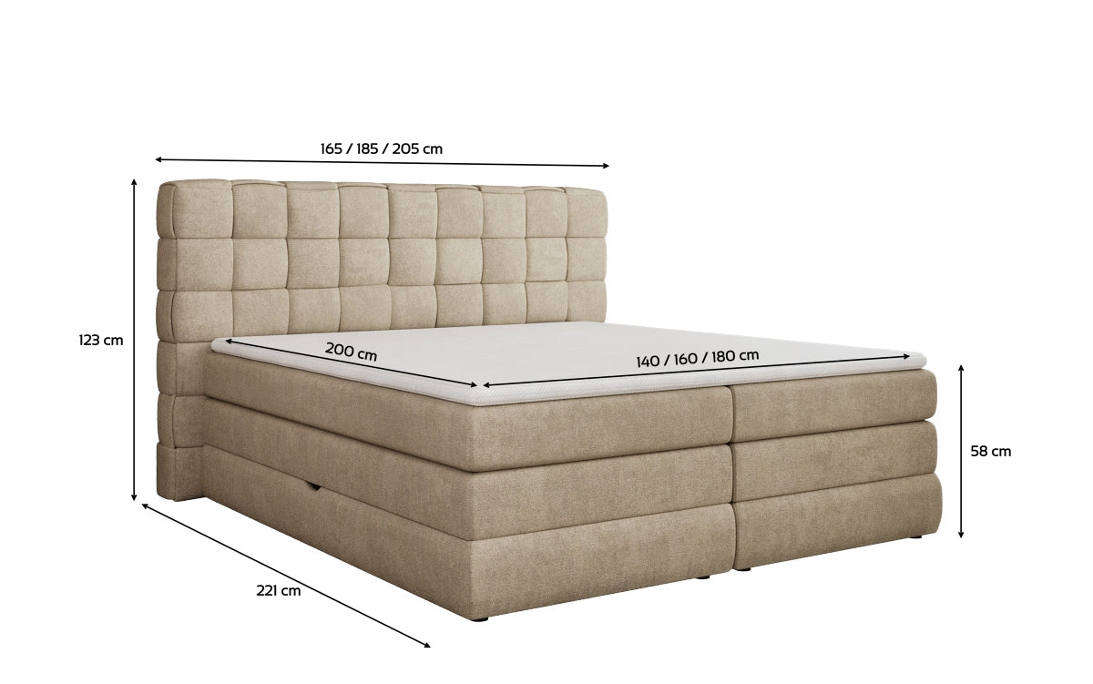 Boxspringbett Trama mit Stauraum in Stoff