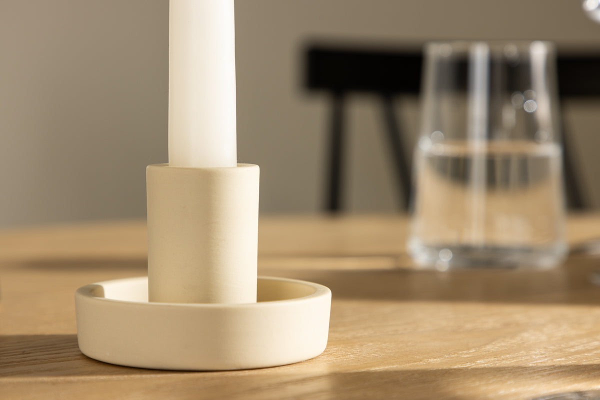 Kerzenhalter Cocobello - Ø11 cm aus Color Clay in Beige oder Weiß