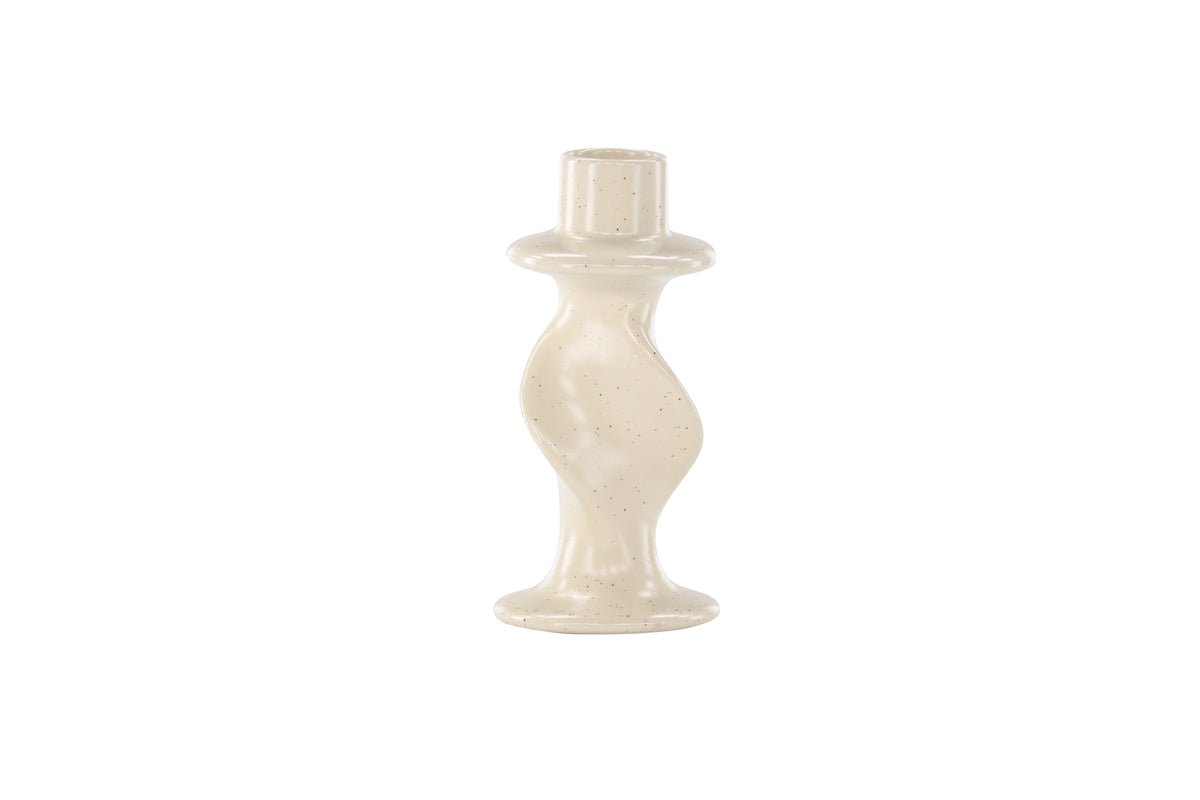 Kerzenhalter Medelin - Ø6 cm aus Steinzeug in der Farbe Beige