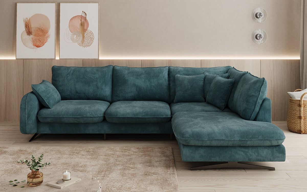 Designer Ecksofa Laguna mit Metallfüße in Cord
