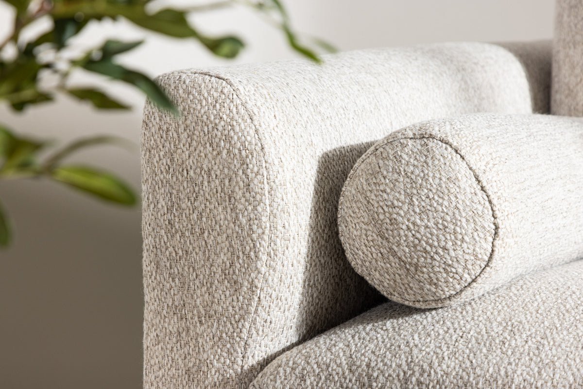 Sessel Living - aus Gummibaumholz mit beigefarbene Polyesterbezug