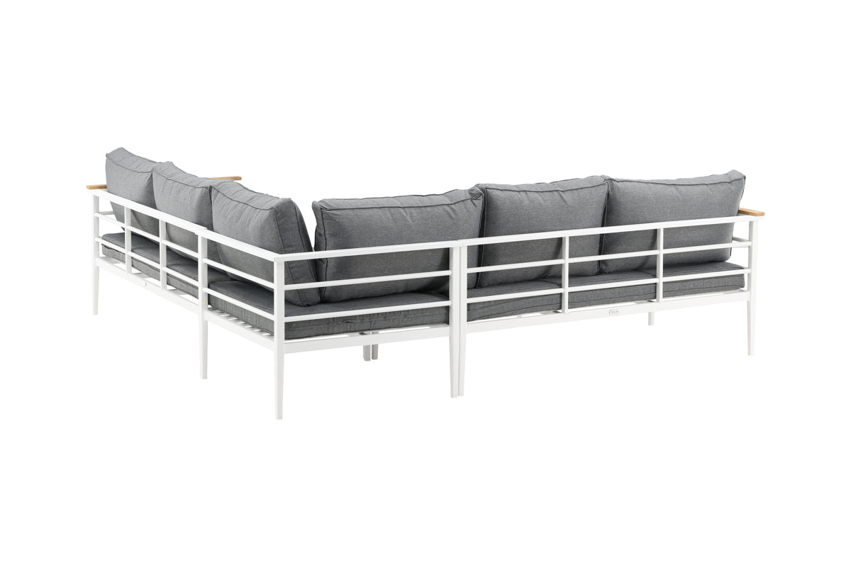 Lounge Set Puerto – aus Metall mit Teakholz-Details, inkl. Kissen