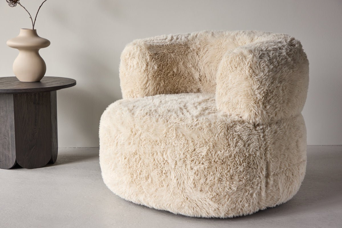 Sessel Fiby - Mit Polyesterbezug in Cremeweiß