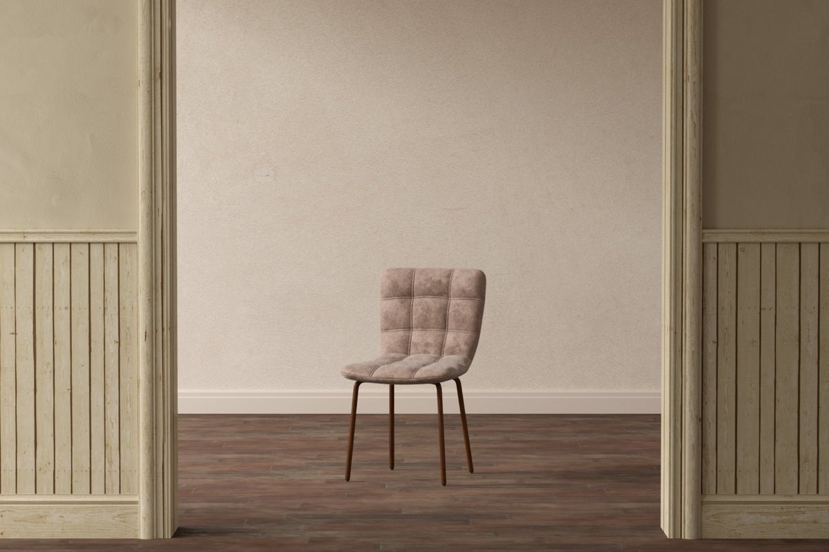 2er Set - Esszimmerstuhl Daria mit Holzoptik-Beinen & gesteppter Lehne