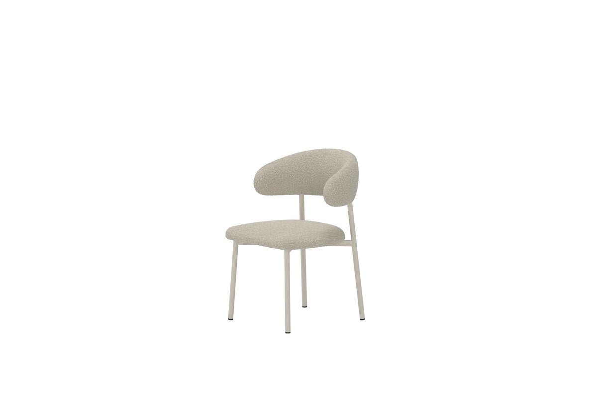 2er Set - Esszimmerstuhl Fernand in Beige mit Stahlgestell