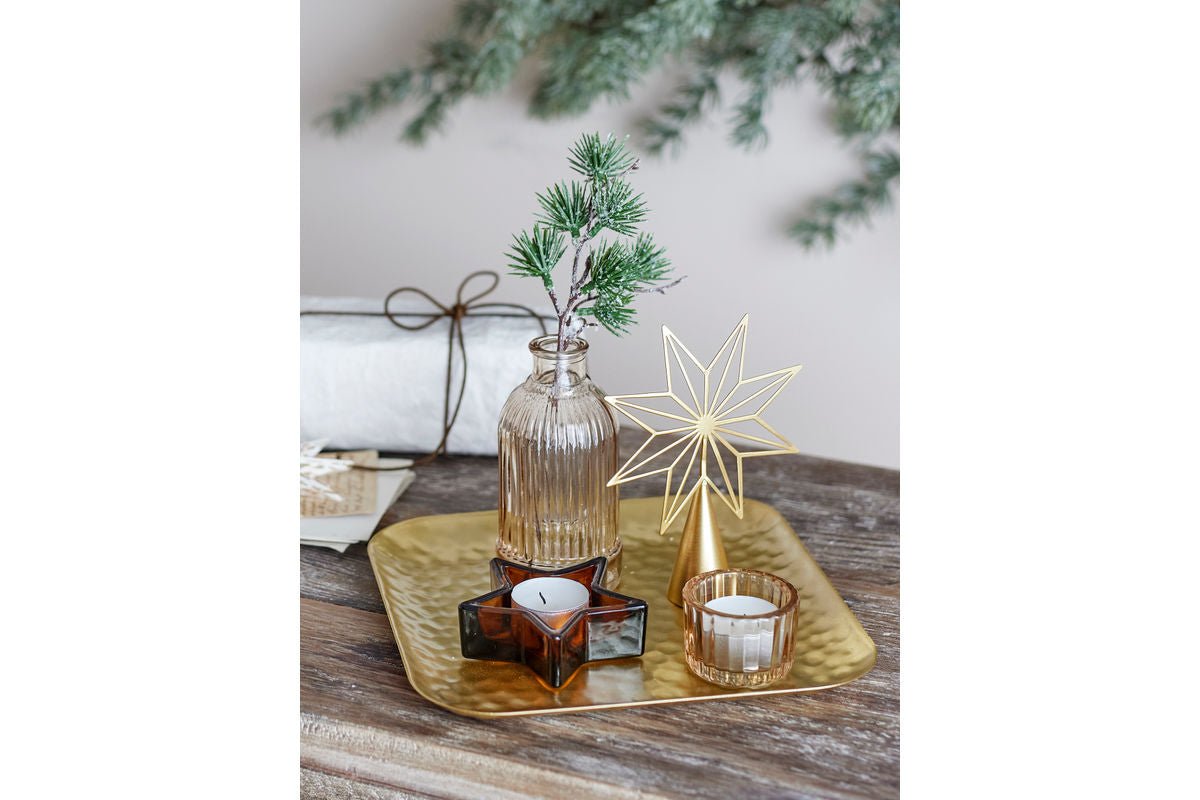 Teelicht-Tablett Aurielle – Glas & Metall in Goldoptik (6-teiliges Set)