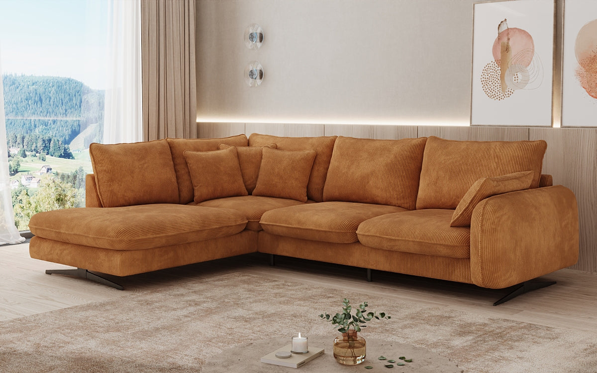 Designer Ecksofa Laguna mit Metallfüße in Cord