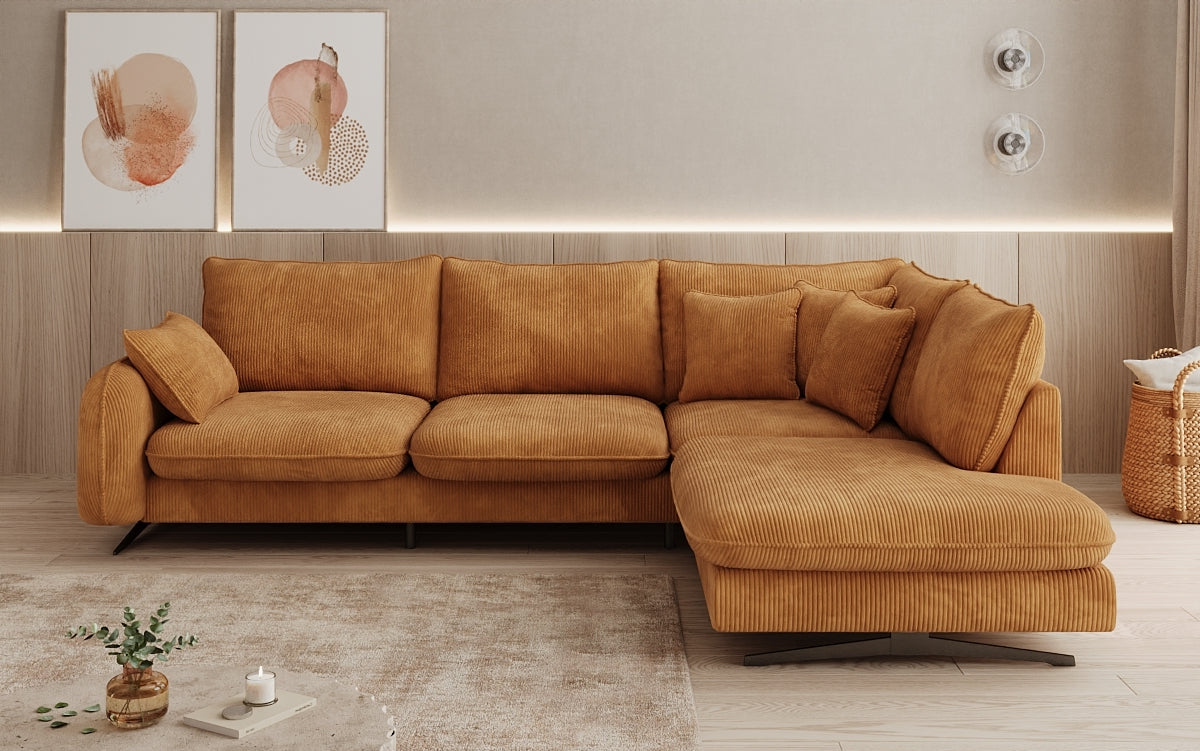 Designer Ecksofa Laguna mit Metallfüße in Cord