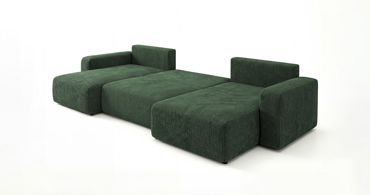 Designer Sofa Noma U mit Schlaffunktion und Stauraum in Cord