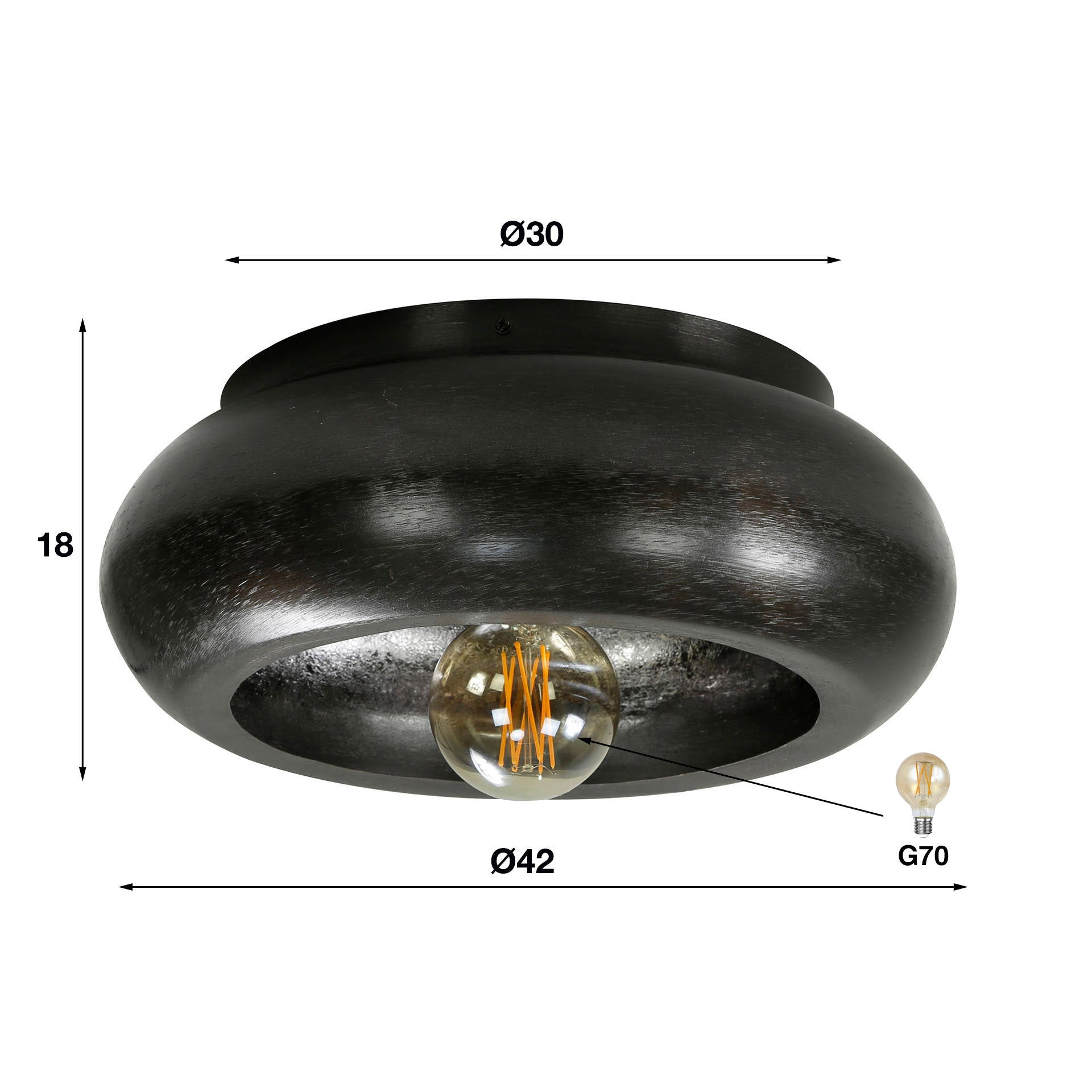 Deckenleuchte „Sky“ – Metallleuchte in Schwarznickel