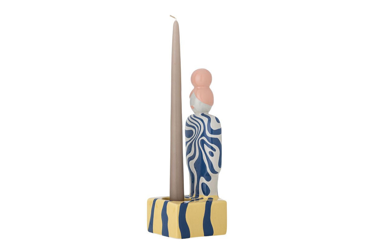 Teelichthalter Suri – Handbemalte Figur mit Wirbelmuster