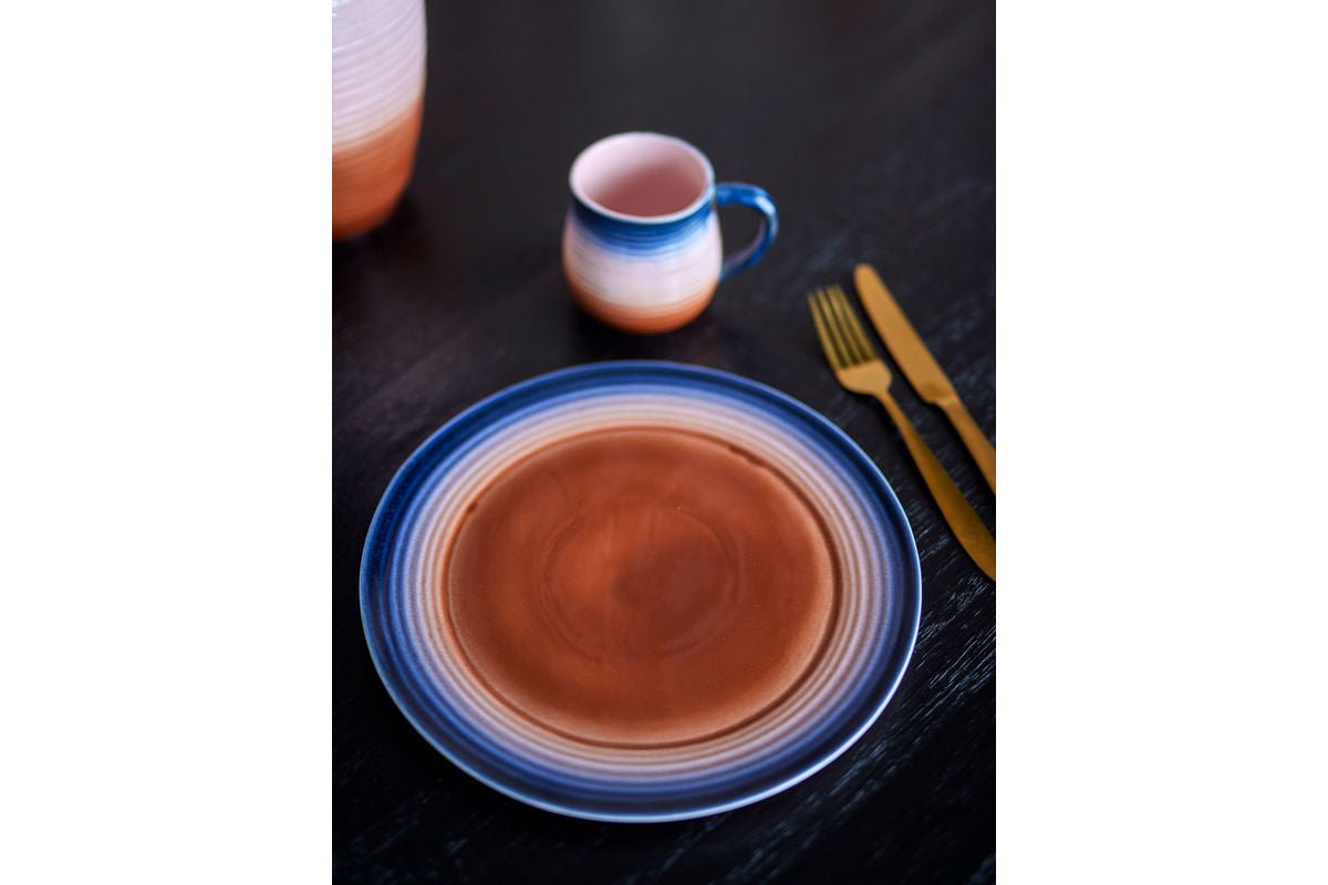 Teller Morano – 4er-Set Speiseteller aus Steingut in warmen Farbverläufen