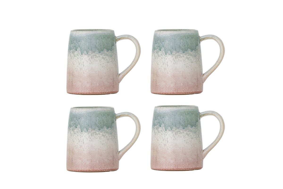 Becher-Set Jana – Steingut mit reaktiver Glasur (4er-Set)