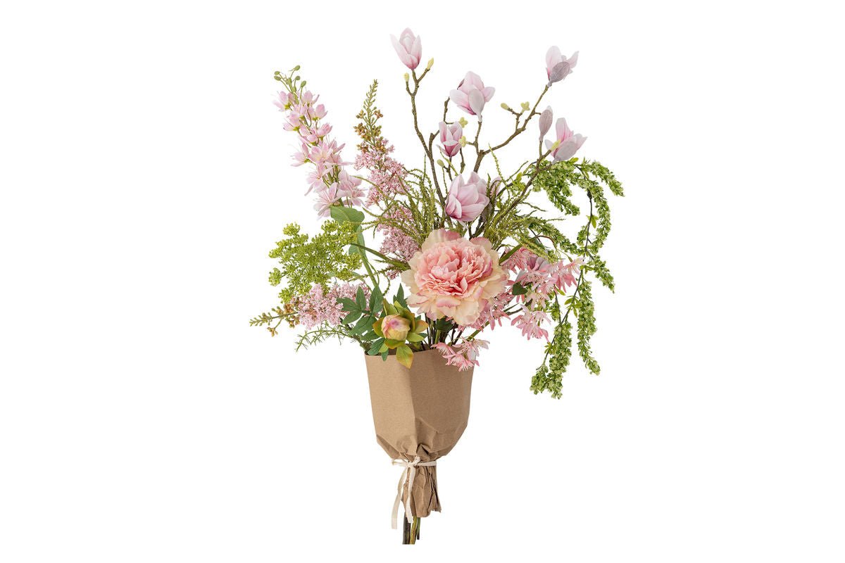 Künstlicher Blumenstrauß Rosalie – Blüten in Rosa- und Grüntönen