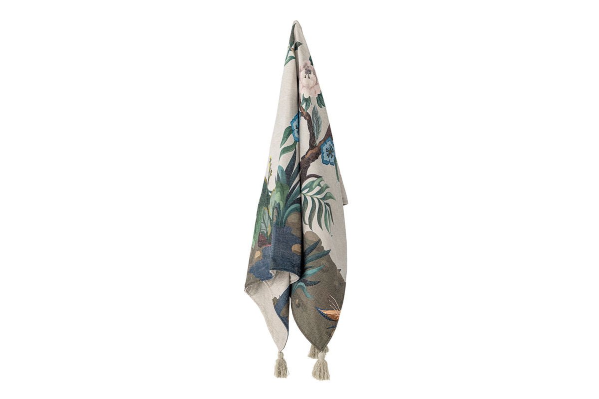 Tagesdecke Pfaui – aus gewebtem Polyester mit Quasten