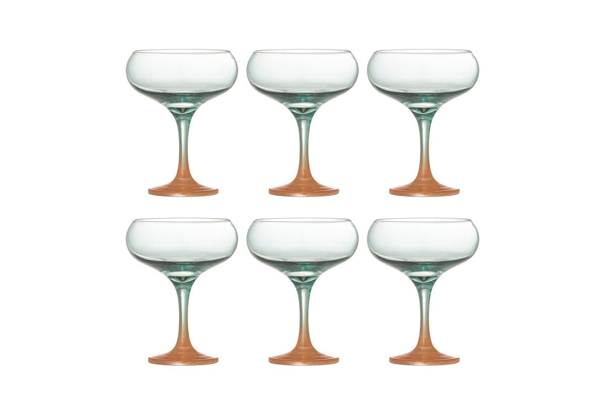 Cocktailgläser Ozeana – Gläser mit dezent bernstein- und türkisfarbene Akzente(6er-Set)