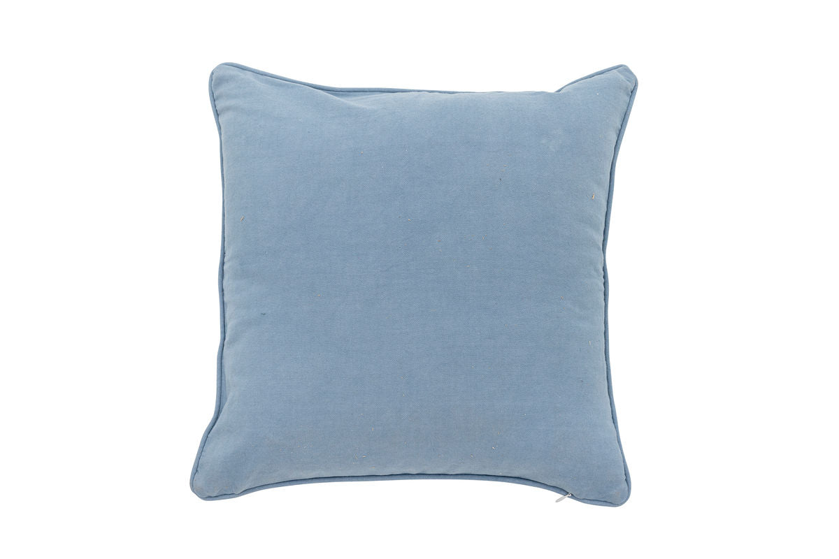 Zierkissen Aoi – Florale Stickerei in Blau