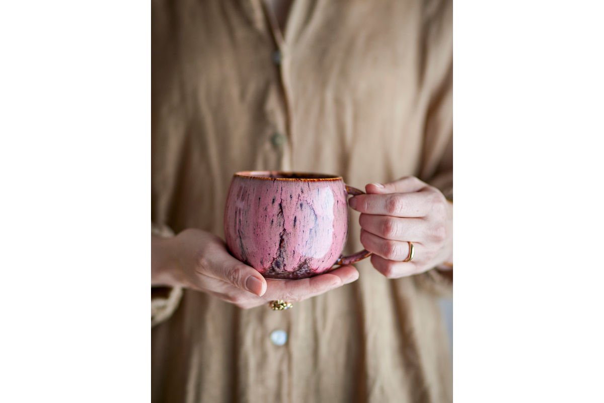 Becher-Set Melal – Rosé, gefertigt aus Steingut (4er-Set)