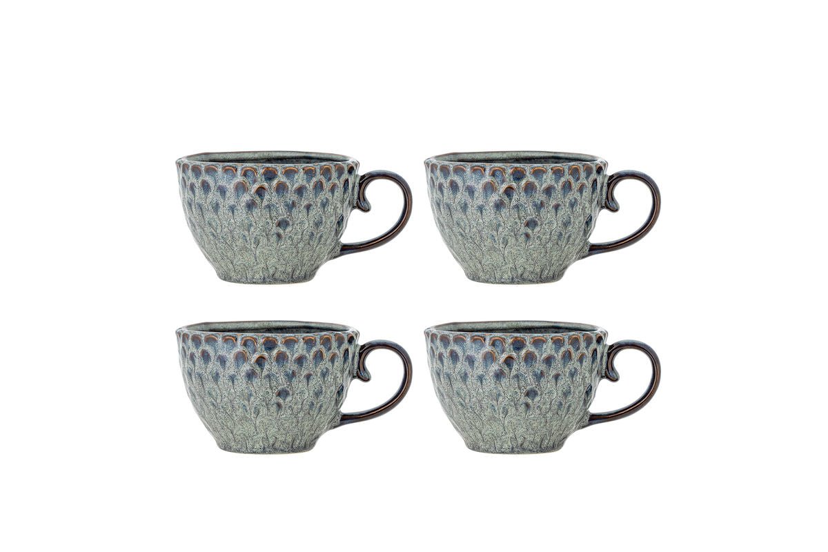 Becher-Set Lela – Grau, gefertigt aus Steingut (4er-Set)