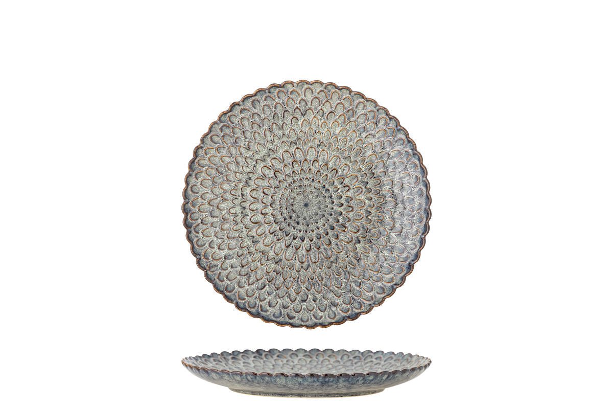 Teller Cori – aus Steingut 4er-Set in Grau mit maritimem Relief