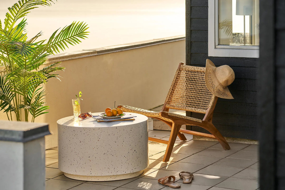 Garten Beistelltisch Velkara- Steinoptik Sand