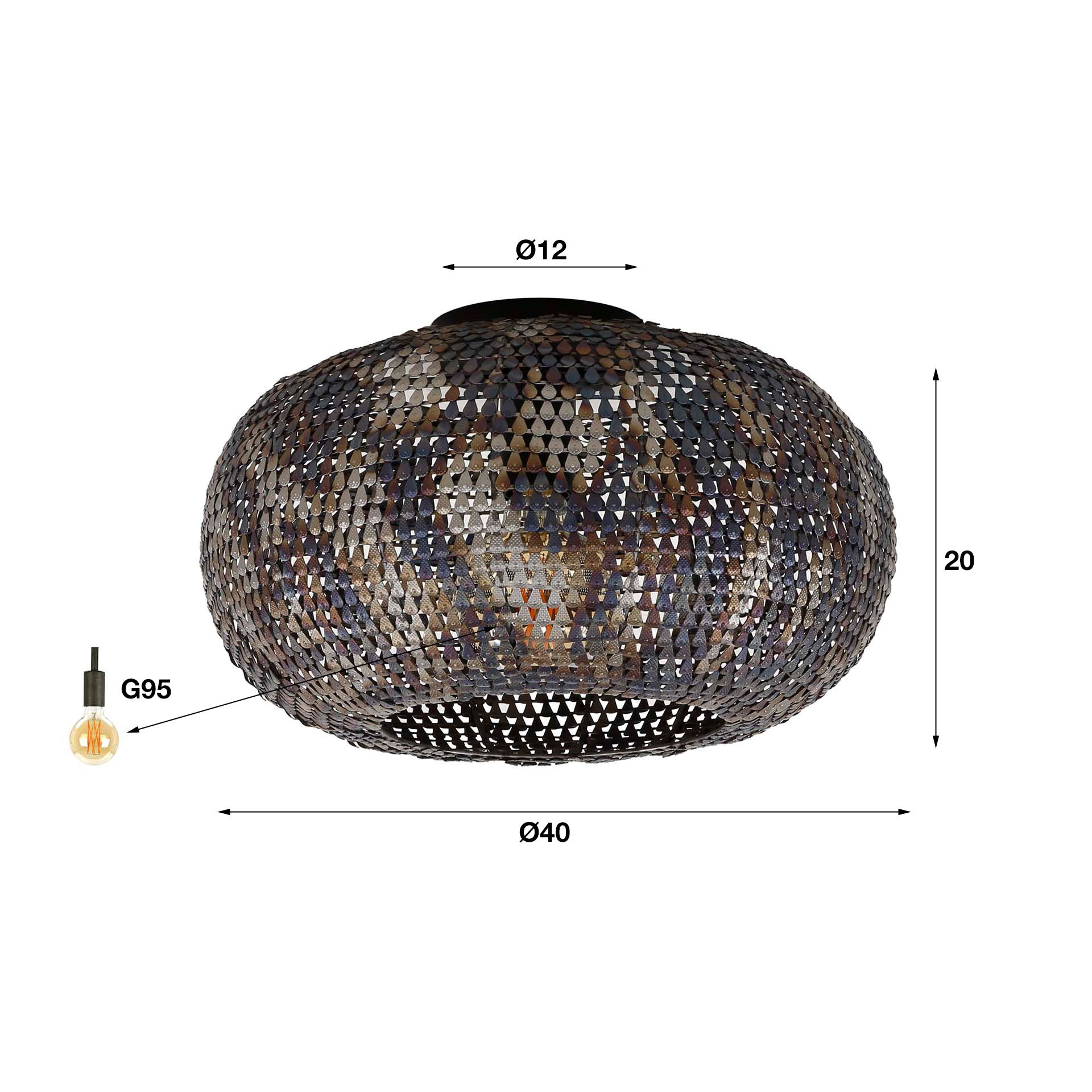 Deckenleuchte „Ferox“ – Metallleuchte in Schwarzbraun