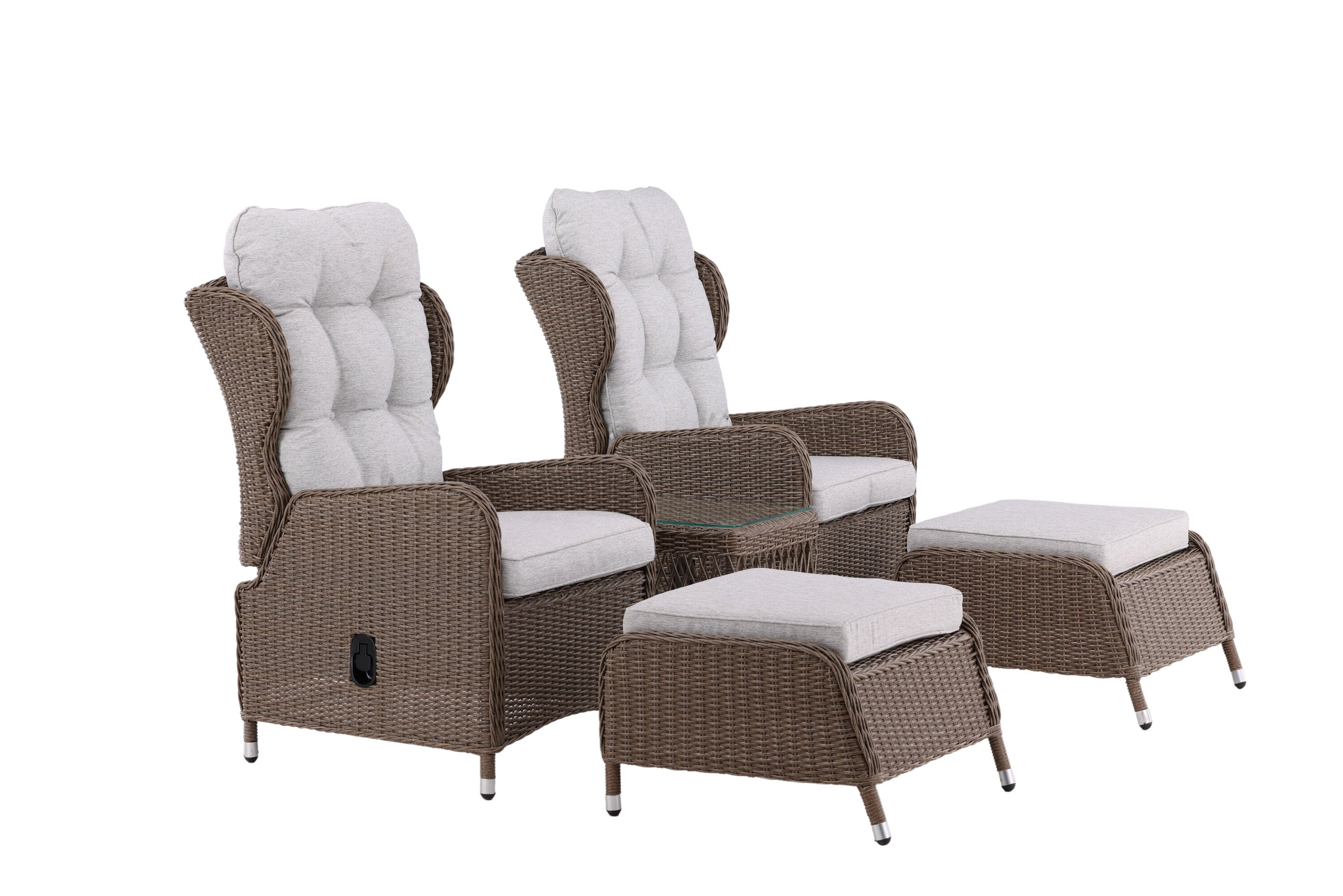Garten Loungeset Lenox - in Natur mit verstellbarer Rückenlehne