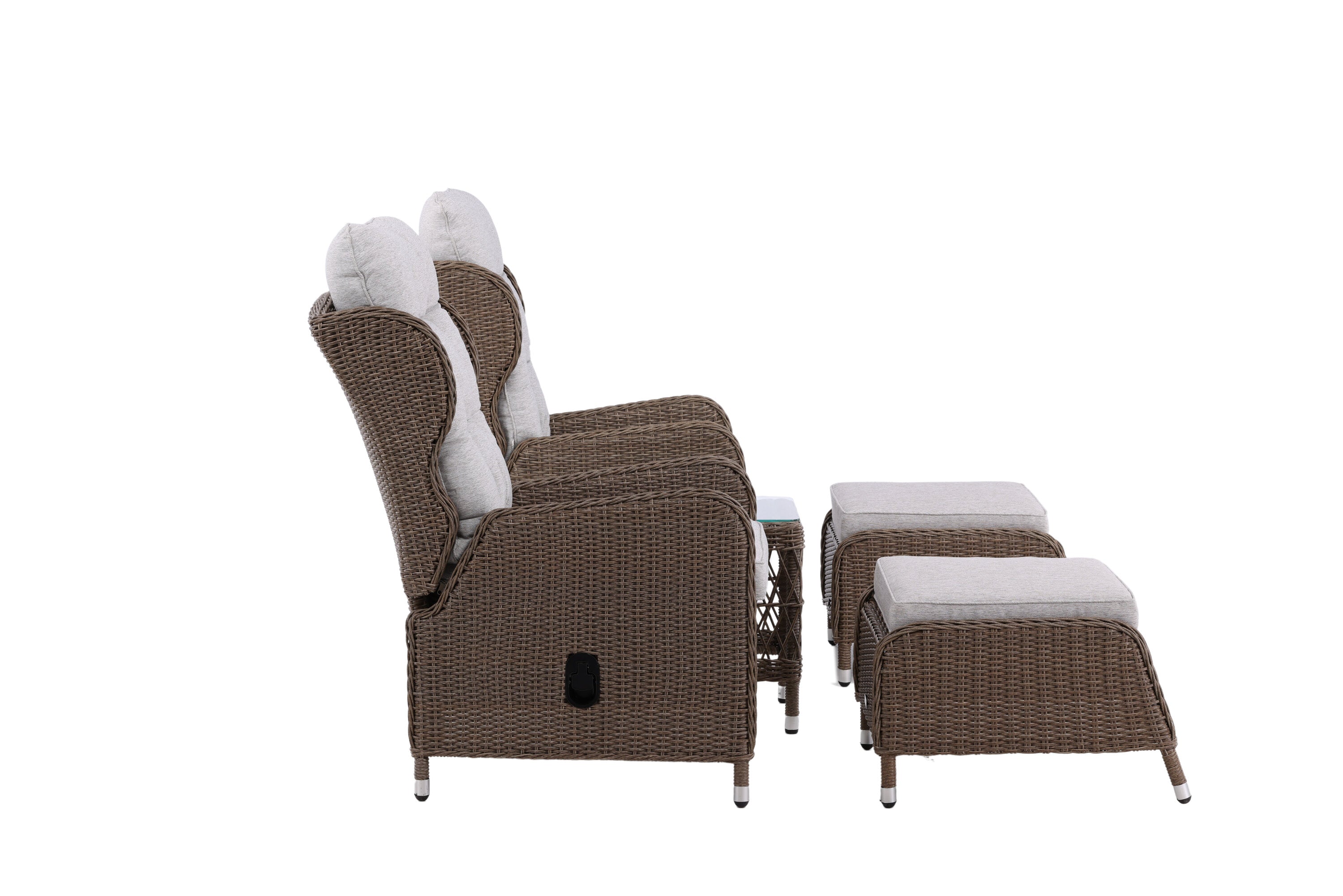 Garten Loungeset Lenox - in Natur mit verstellbarer Rückenlehne