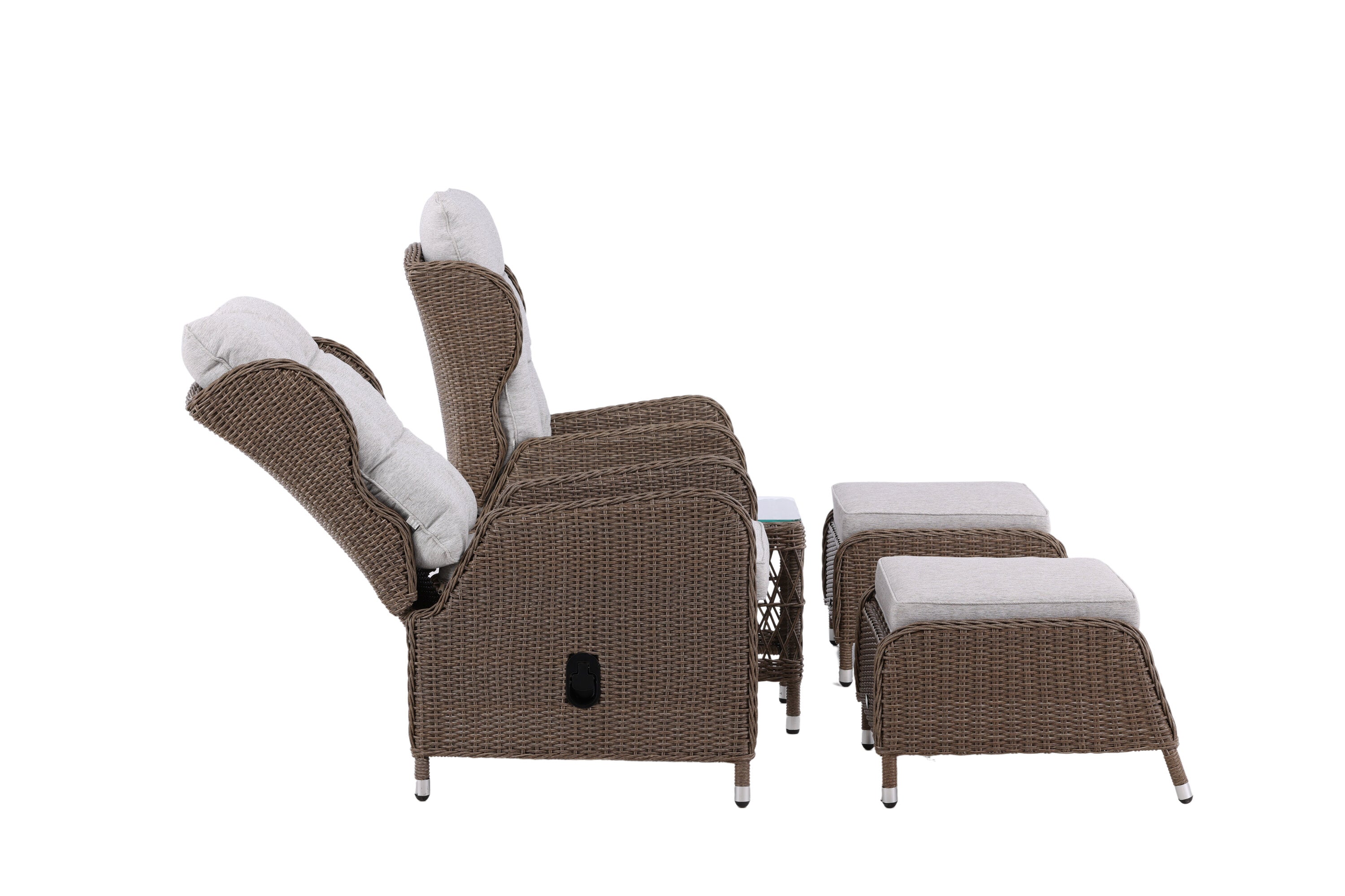 Garten Loungeset Lenox - in Natur mit verstellbarer Rückenlehne