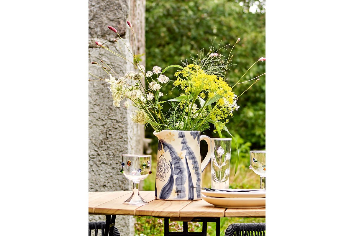 Vase "BlueFlower" - blaue Steingut Vase