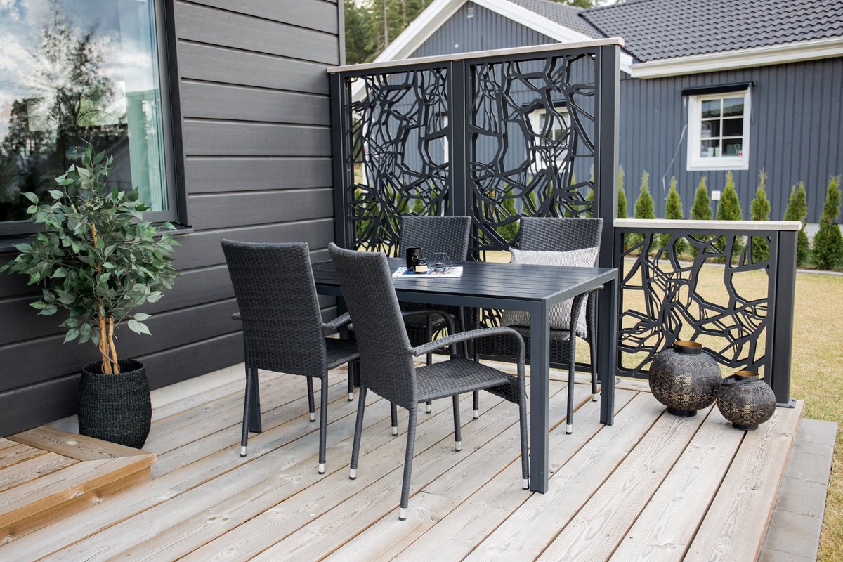 2er Set - Gartenstuhl Emma aus Rattan in Schwarz, Grau