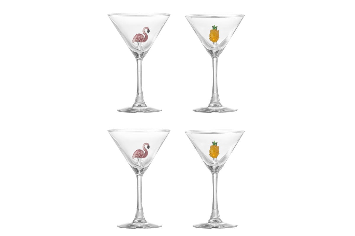 Cocktailgläser Dara – Glas mit handgefertigten Figuren (4er-Set)