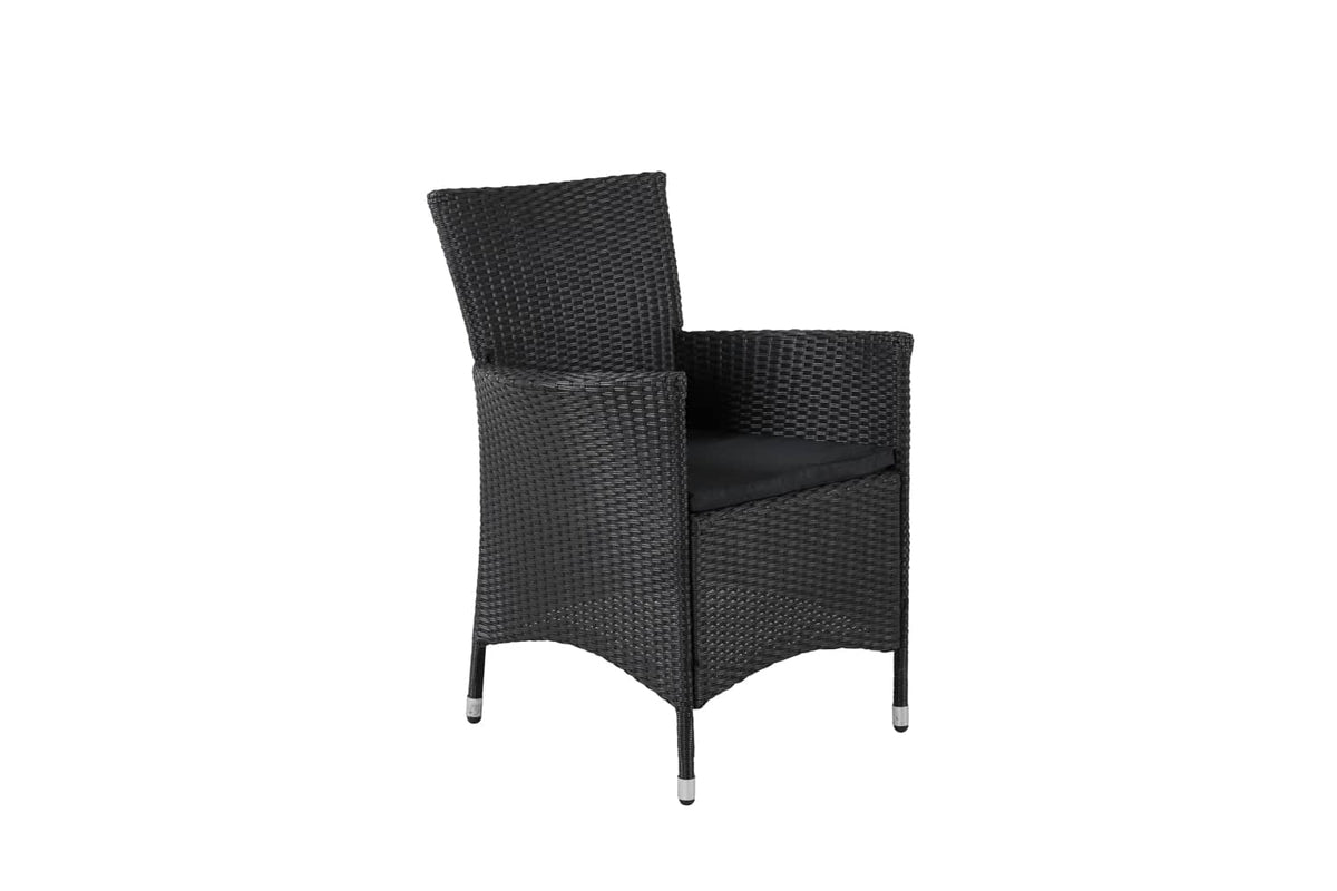 2er Set - Gartenstuhl Caro aus Rattan in Schwarz
