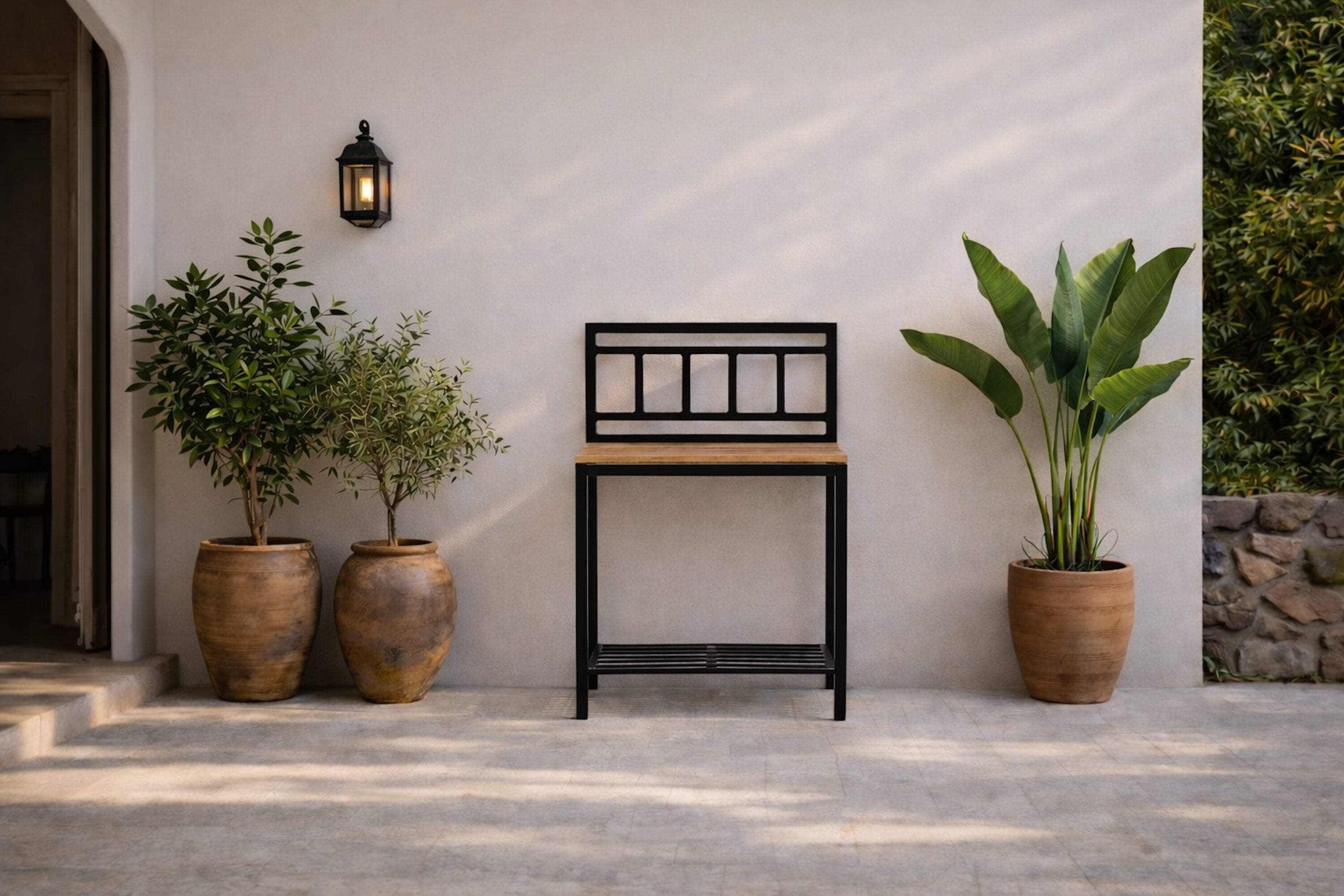 Ablagetisch Jana – Outdoor-Küchenmodul mit Teakholz-Arbeitsfläche