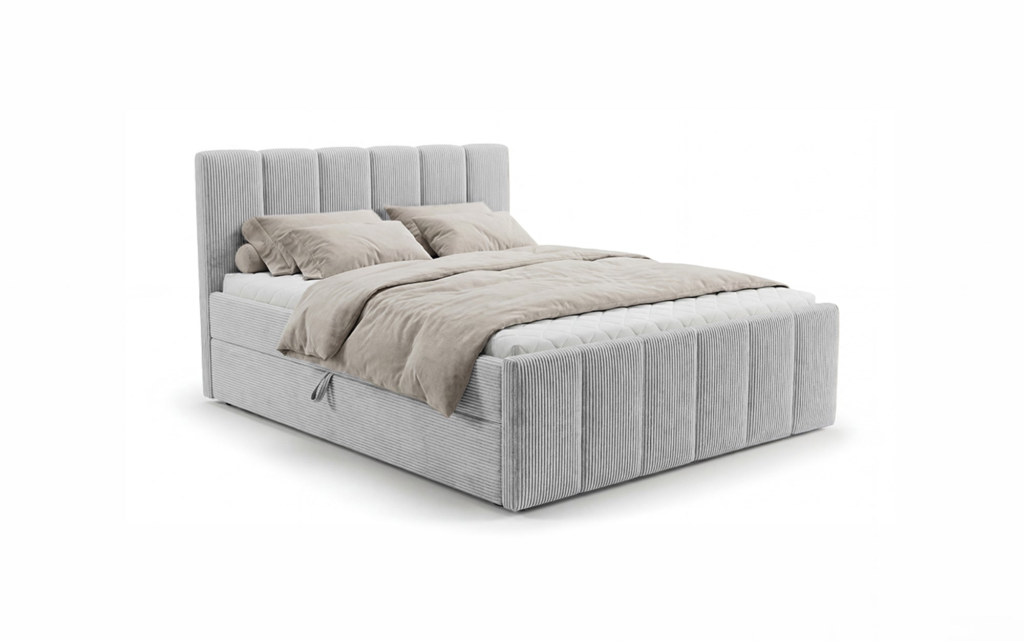 Boxspringbett Siena mit hochklappbarem Stauraum in Cord