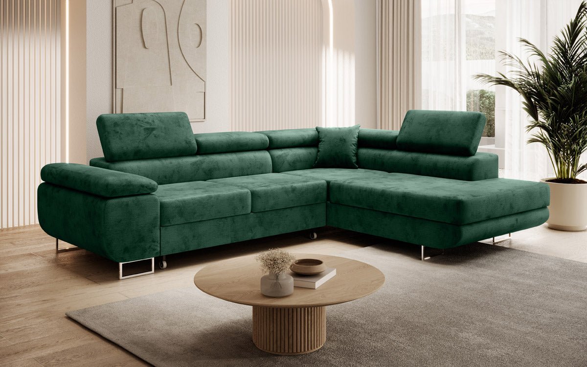 Designer Sofa Aston mit Schlaf- und Klappfunktion aus Samt