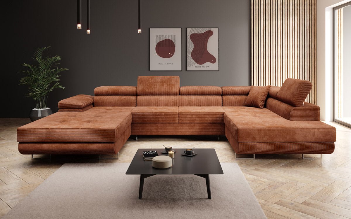 Designer Sofa Lago mit Schlaf - und Klappfunktion in Cord