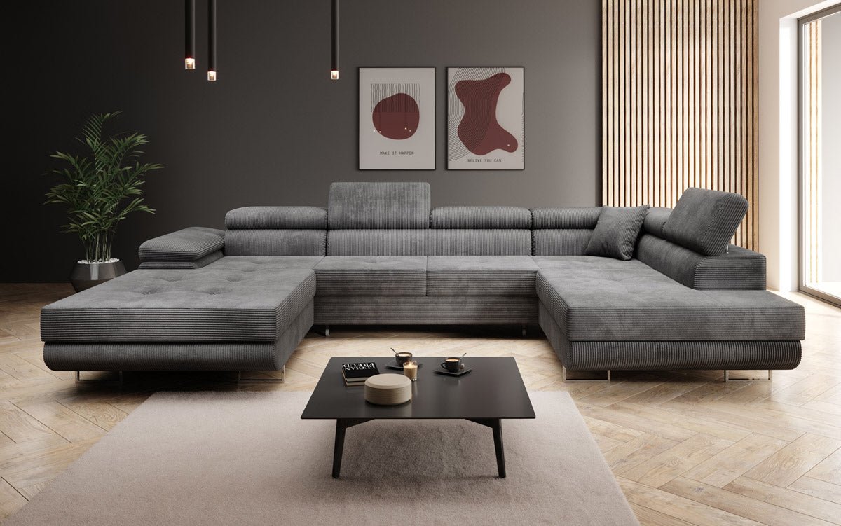 Designer Sofa Lago mit Schlaf - und Klappfunktion in Cord