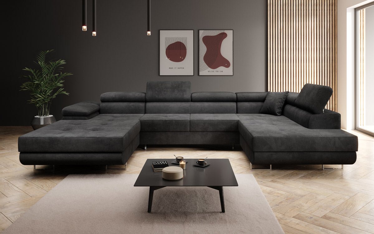 Designer Sofa Lago mit Schlaf - und Klappfunktion in Cord