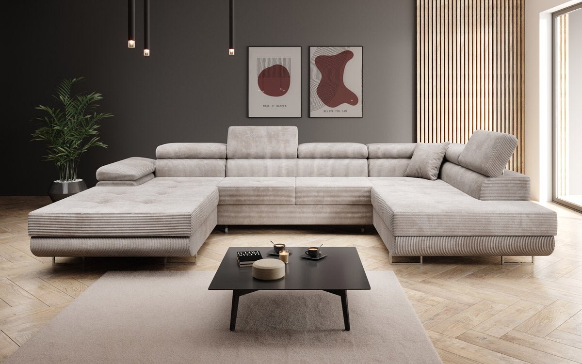 Designer Sofa Lago mit Schlaf - und Klappfunktion in Cord