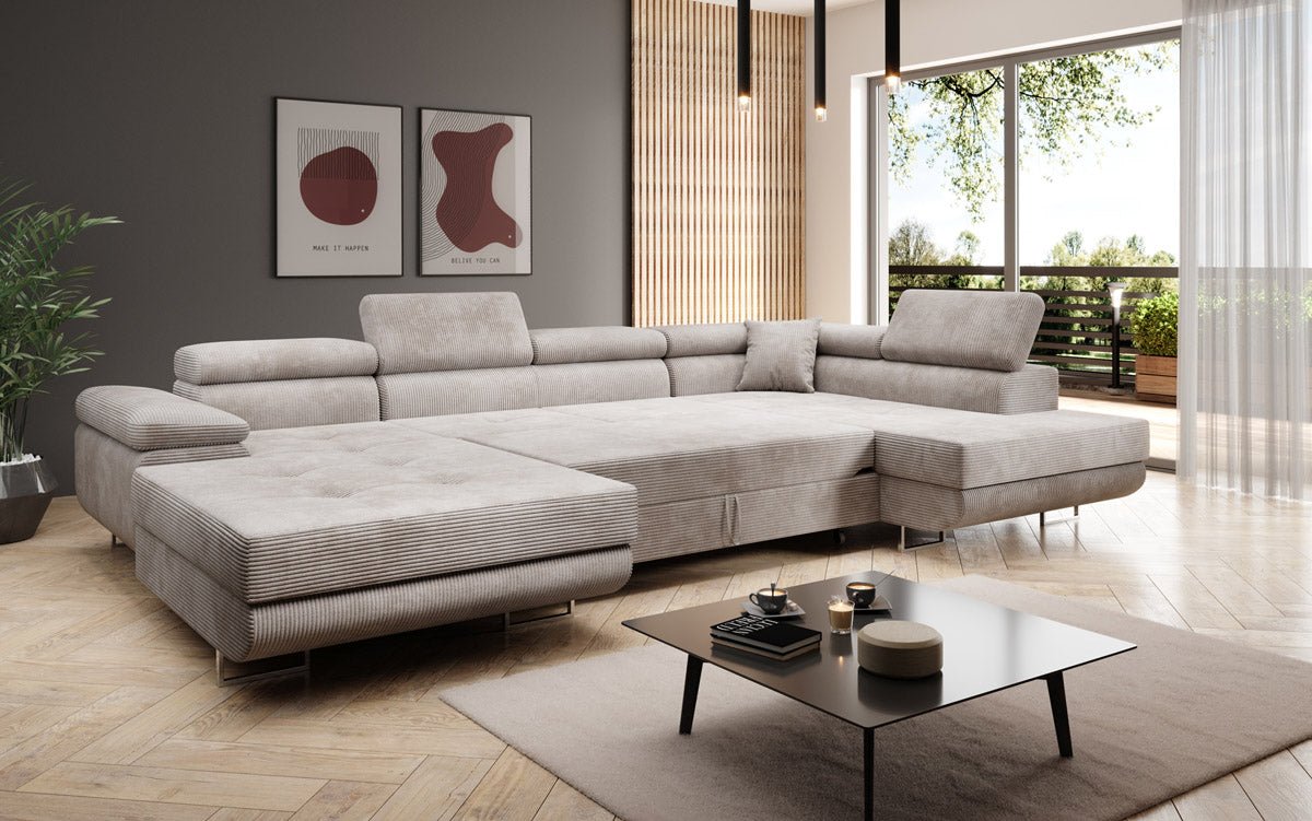 Designer Sofa Lago mit Schlaf - und Klappfunktion in Cord