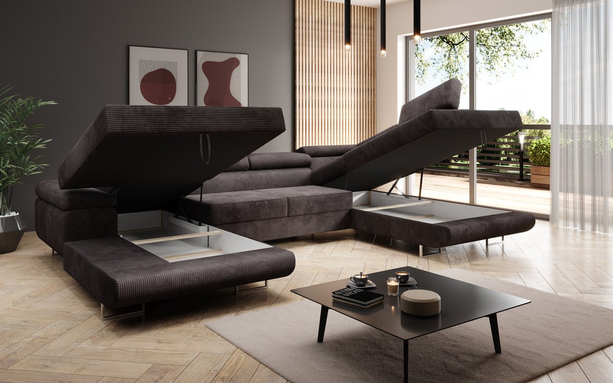 Designer Sofa Lago mit Schlaf - und Klappfunktion in Cord